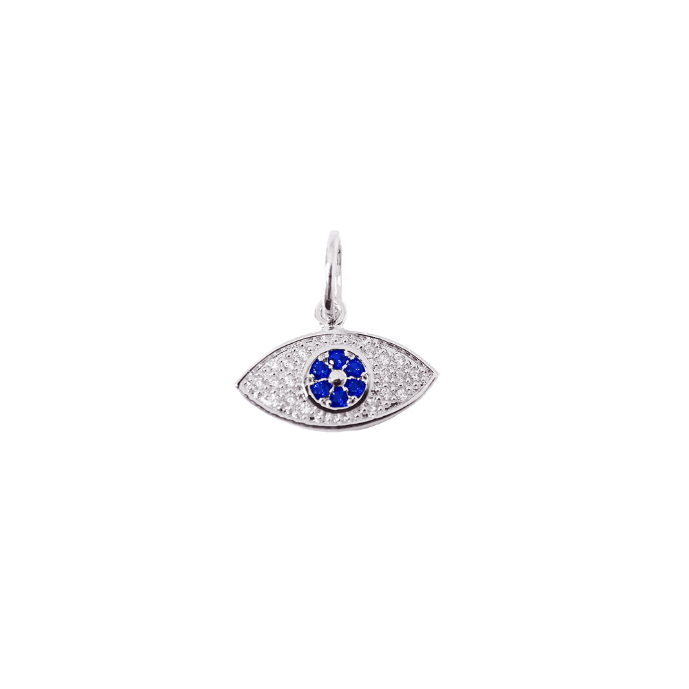 Imagem do produto Pingente Olho Grego Cravejado de Zircônias com Cristal Azul Prata 925 Folheado a Ródio