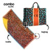 combo toalha canga + bagbag - animal print colorido turquesa-laranja