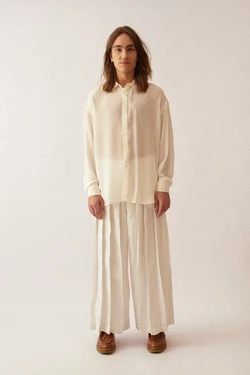 Camisa Seda ML Oversized Off White