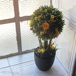 Topiaria Mista C/Flor Artificial - Amarelo