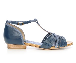 Sandália Baixa Trançado - Azul Profundo + Jeans | salto baixo 2cm