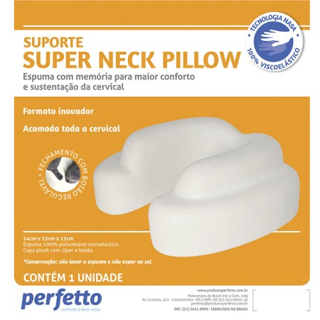 Travesseiro de Pescoço Anatômico para Viagem Super Neck Pillow Perfetto