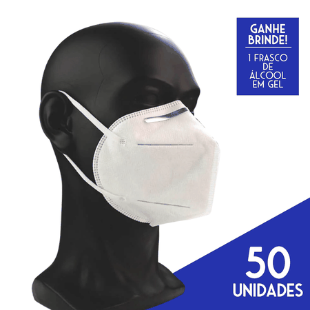 Kit Máscara Descartável Profissional KN95 de Proteção Respiratória Branca - 50 Unidades