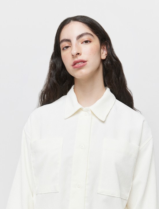 Camisa Over Cotelê Feminina Off White 