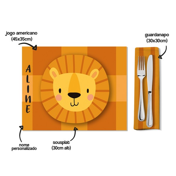 Foto do produto mesa posta kids coleção animais cute - leão