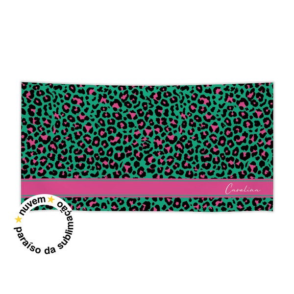 Foto do produto canga retangular - onça verde e rosa