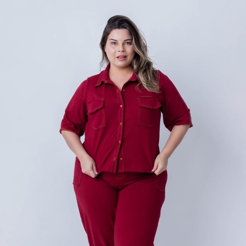 CAMISA JEANS CROPPED – BORDÔ
