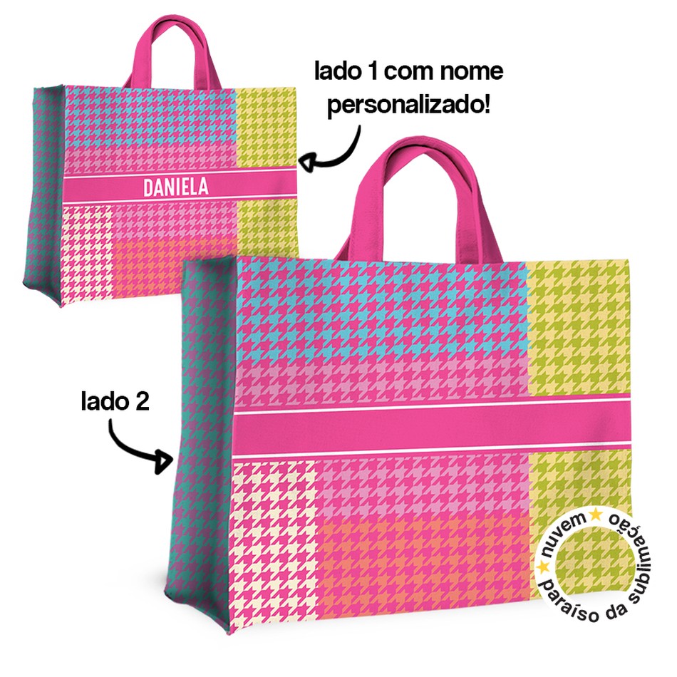 bolsa bagbag coleção autentic - pied le poule colors pink