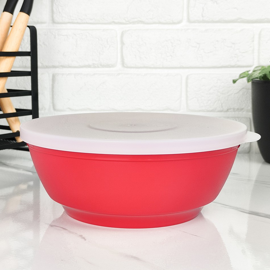 Bowl de plástico com tampa 500ml - Vermelho