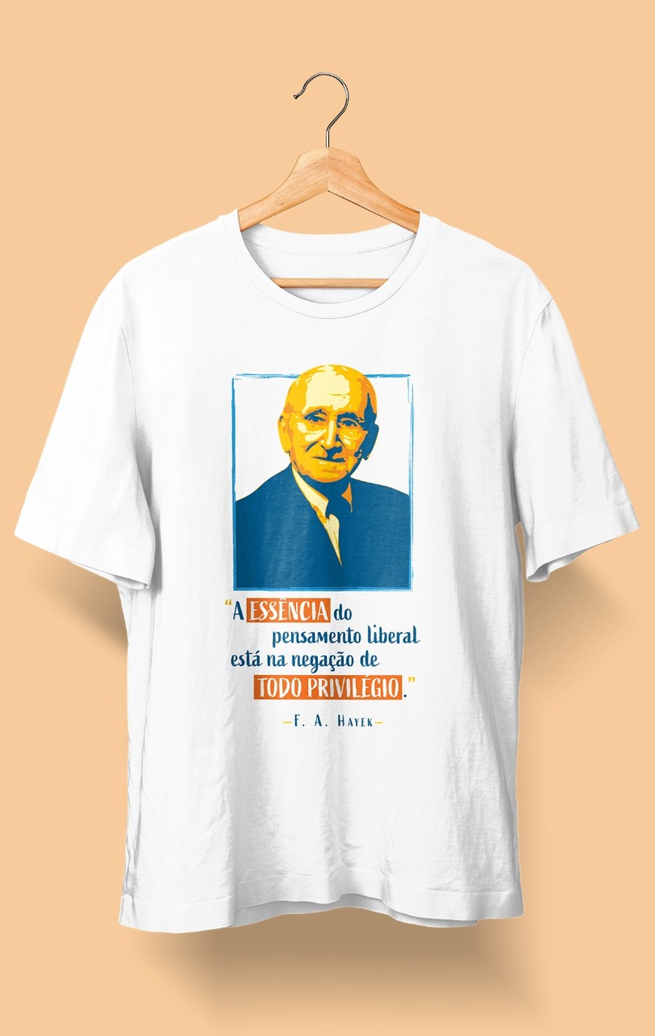 Camiseta Friedrich Hayek Branca (Masculina)