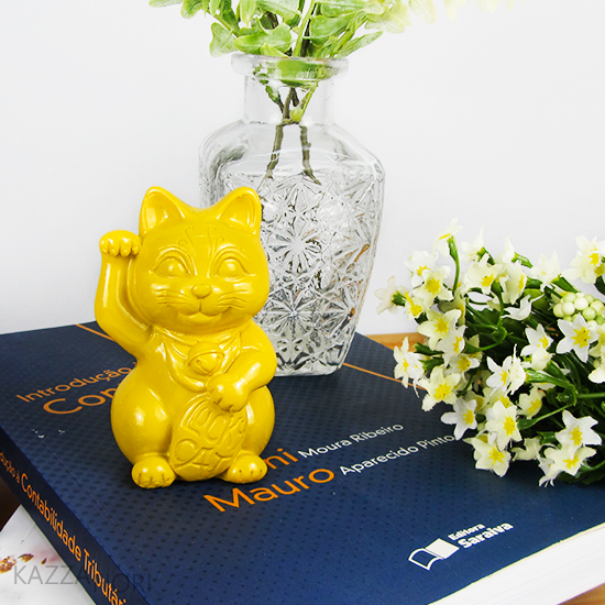 Gato da Sorte Decorativo (Maneki Neko) - Amarelo