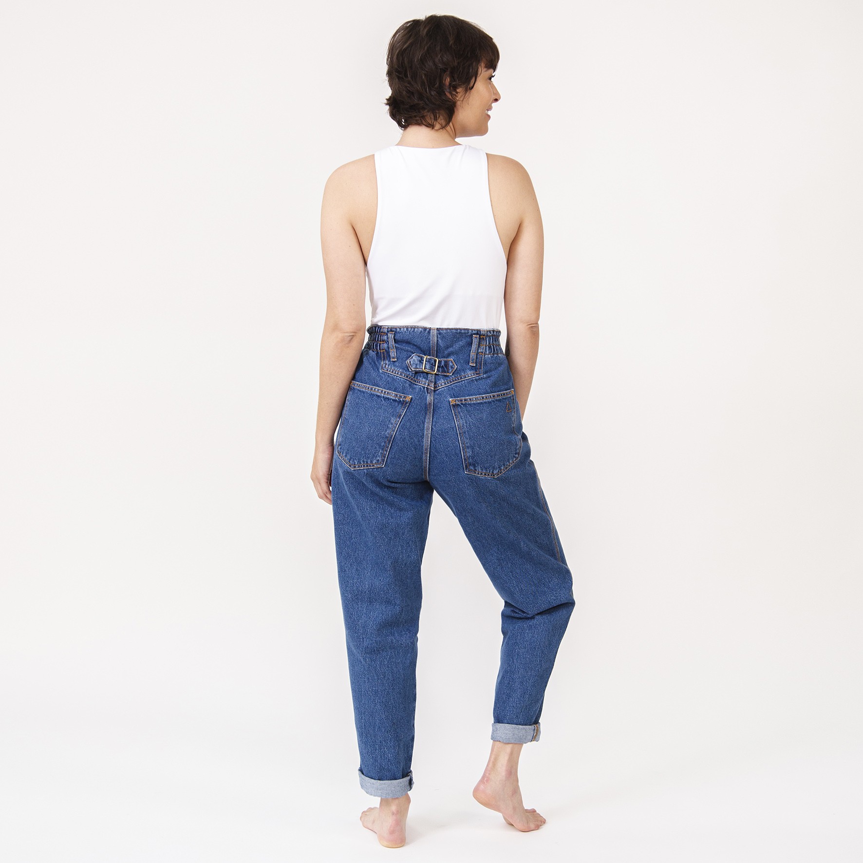 Baggy Jeans com Elástico | Rita Azul Escuro