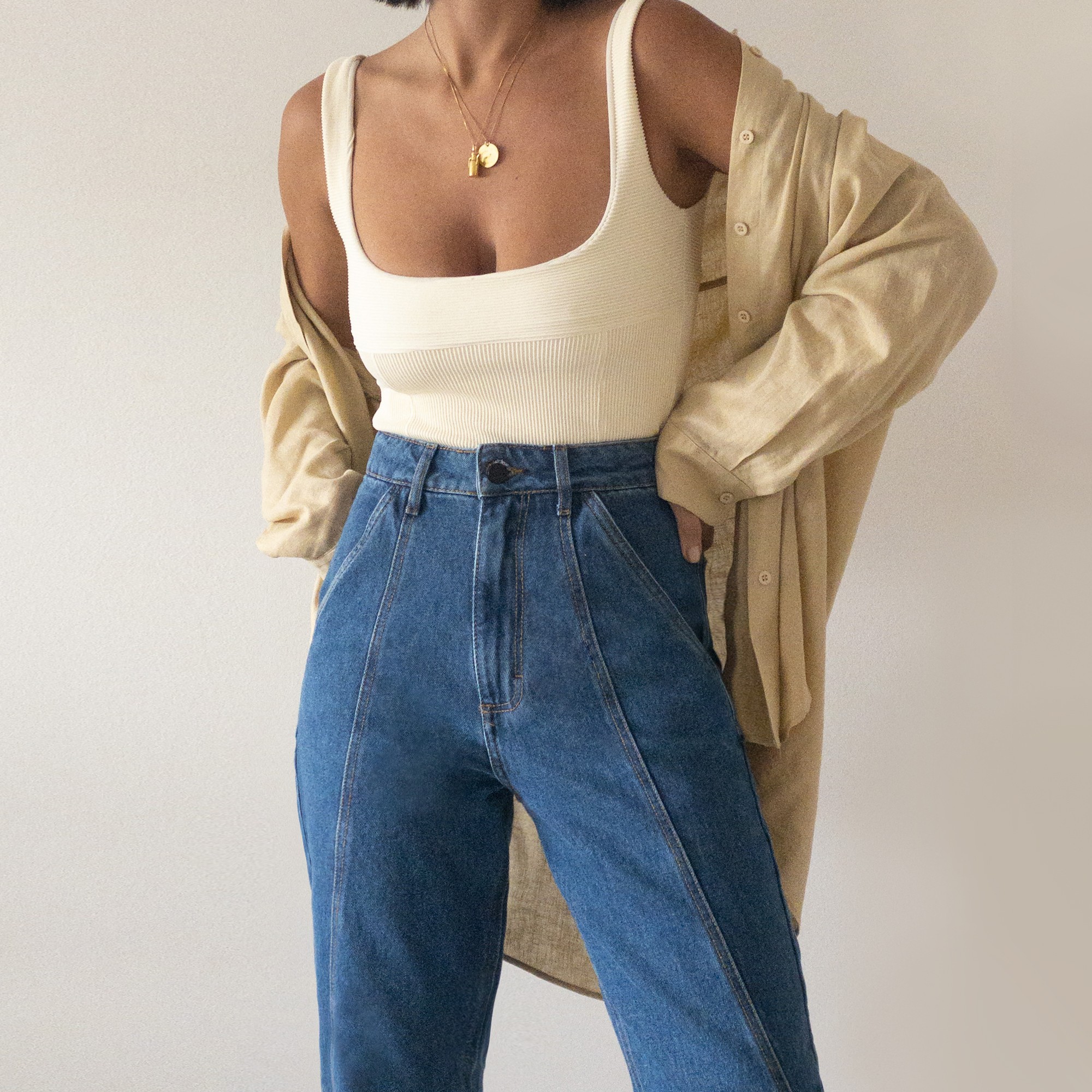Baggy Jeans com Recortes | Marta Azul Índigo